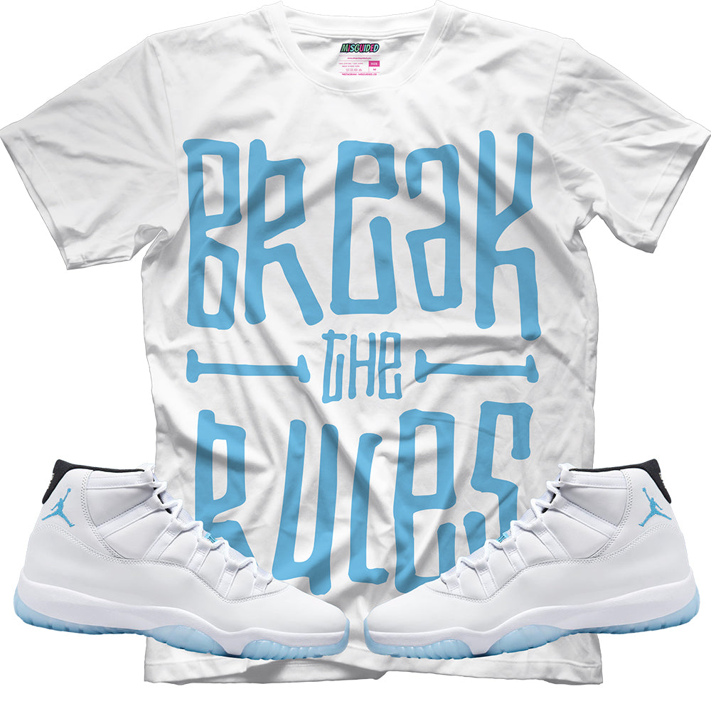 Camiseta con la leyenda "Rompe las reglas" (Air Jordan 11 Legend Blue)