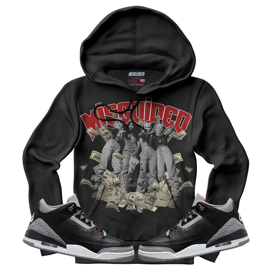 Misguided Girls (Air Jordan 3 Black Cement) Hoodie