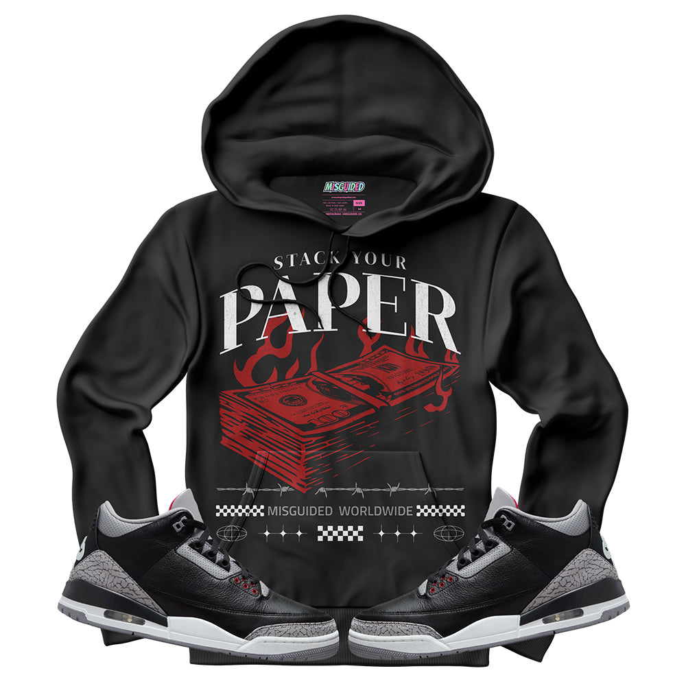 Sudadera con capucha Stack Your Paper (Air Jordan 3 Black Cement)