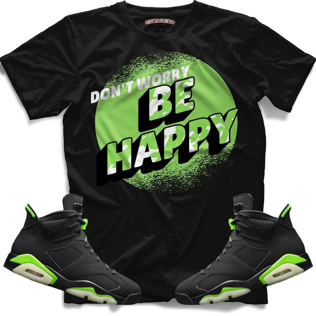 Be Happy (Retro 6 Electric Green) T-Shirt - Misguided