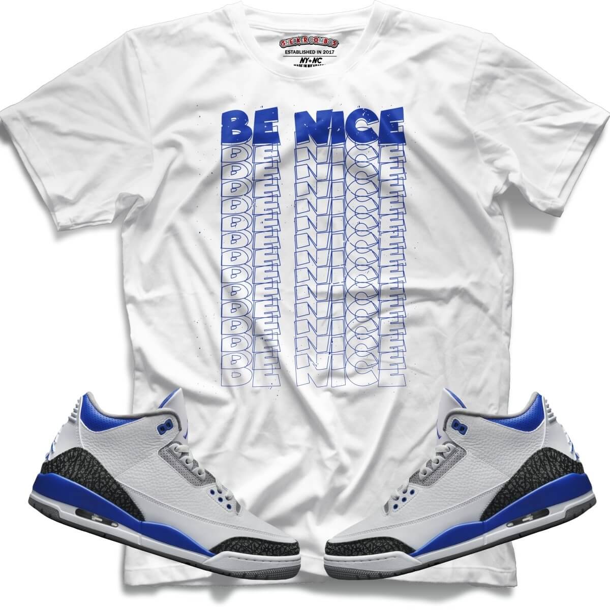 Be Nice (Retro 3 Racer Blue) T-Shirt - Misguided