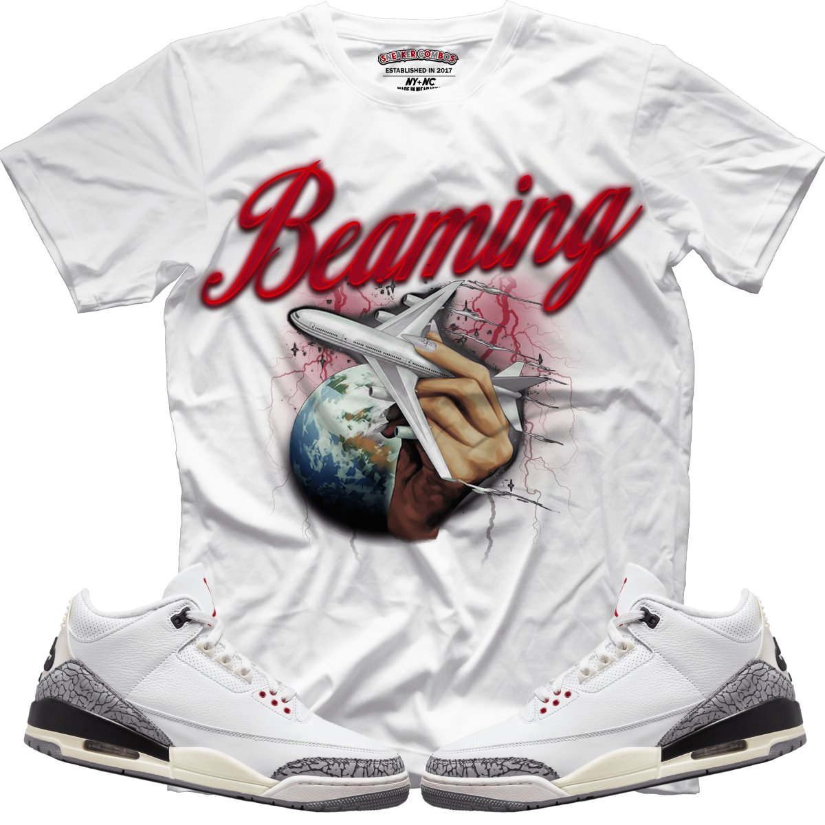 Beaming (Retro 3 White Cement) White T-Shirt - Misguided