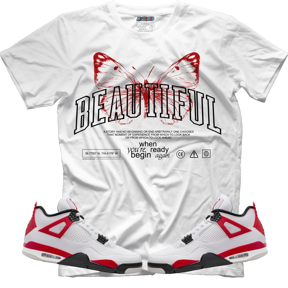 Beautiful (Air Jordan 4 Red Cement) T-Shirt - Misguided