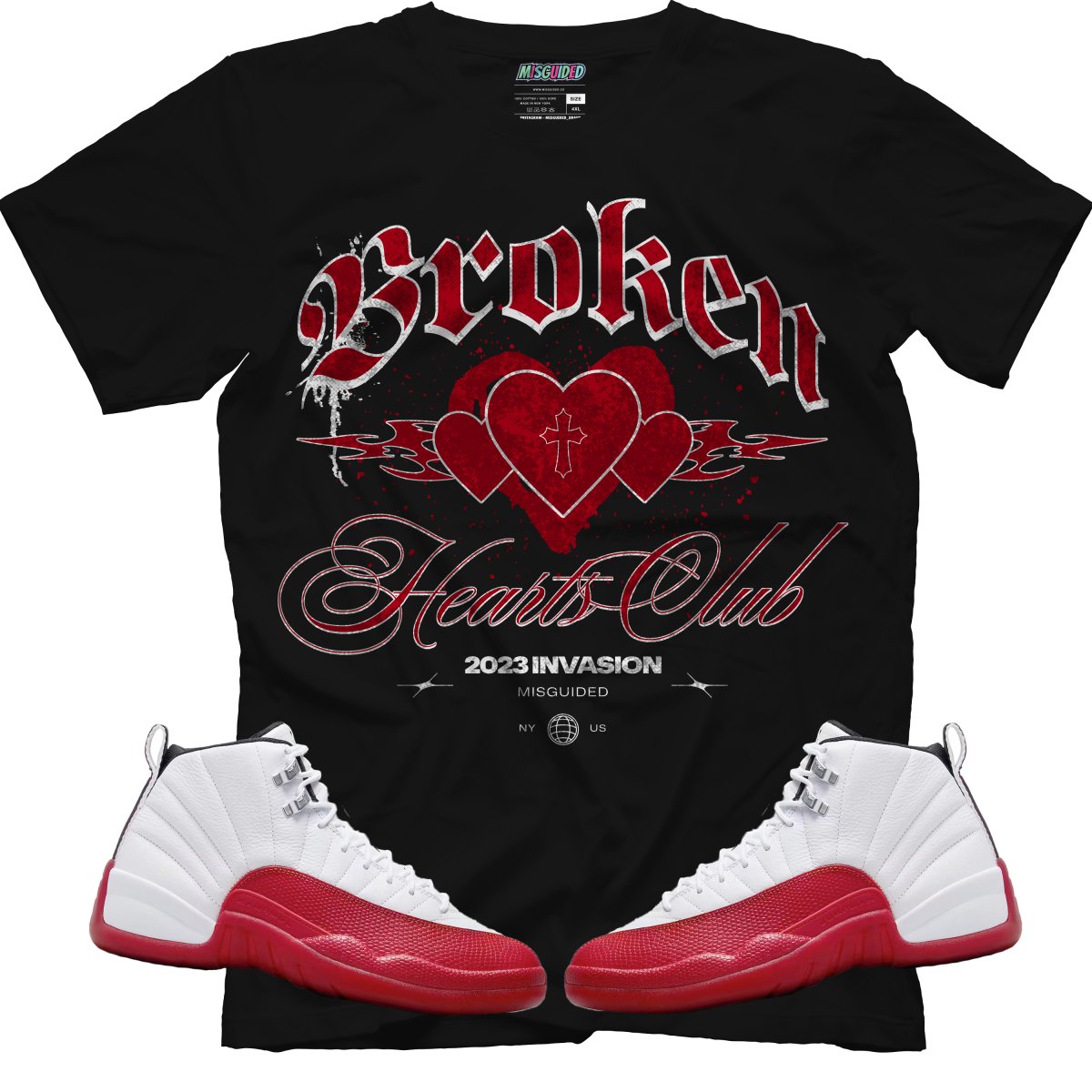 Broken Hearts Club (Air Jordan 12 Cherry) T-Shirt - Misguided