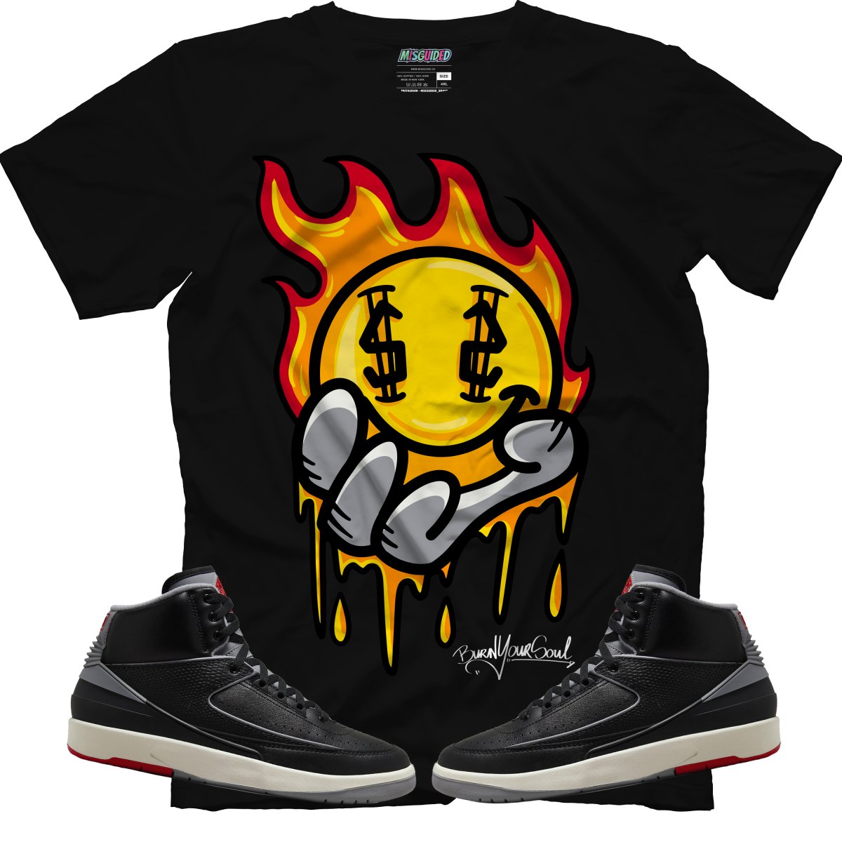 Burn Your Soul (Air Jordan 2 Black Cement) T-Shirt - Misguided