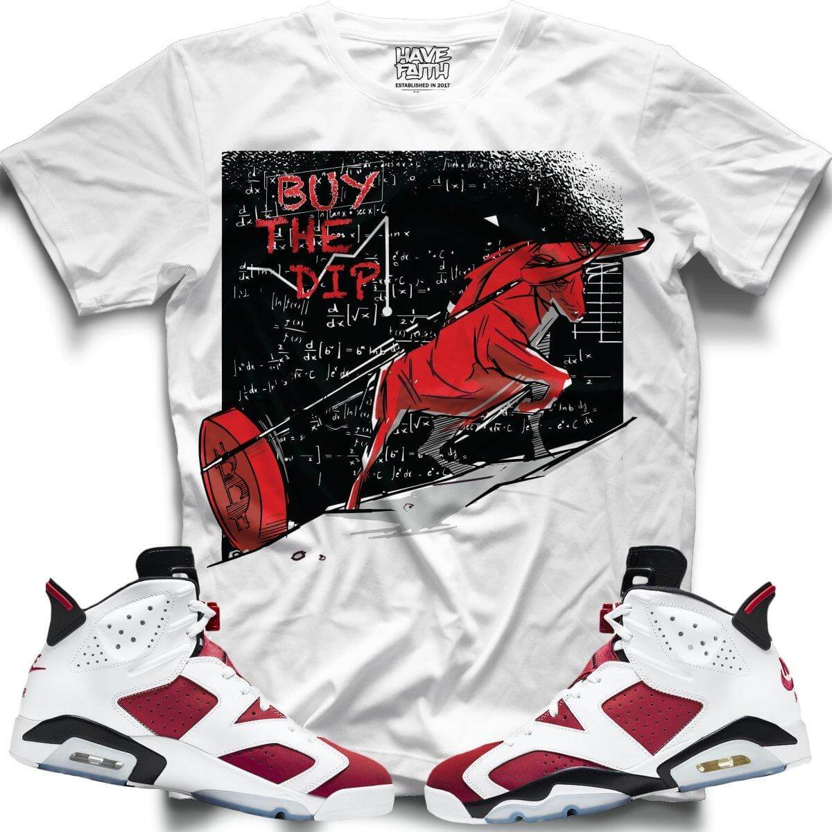 Buy The Dip "STOCK MARKET" (Carmine Retro 6's) T-Shirt - Misguided