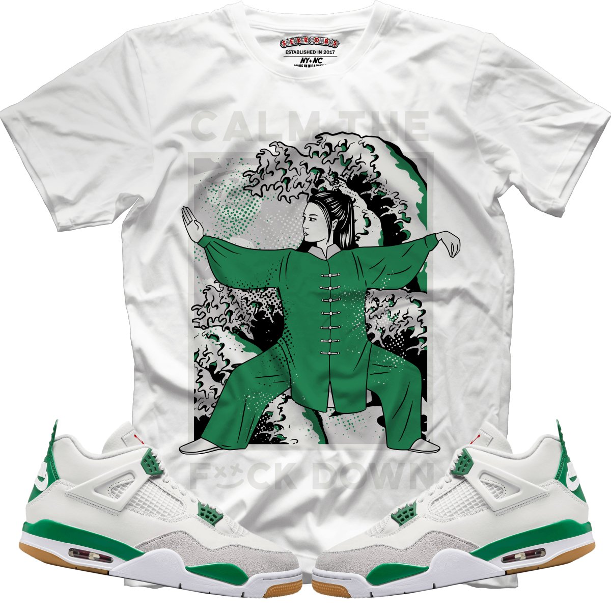 Calm TF Down (NIKE SB X AIR JORDAN 4 PINE GREEN) T-Shirt - Misguided