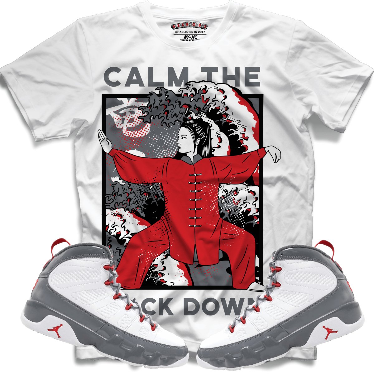 Calm TF Down (Retro 9 Fire Red) T-Shirt - Misguided