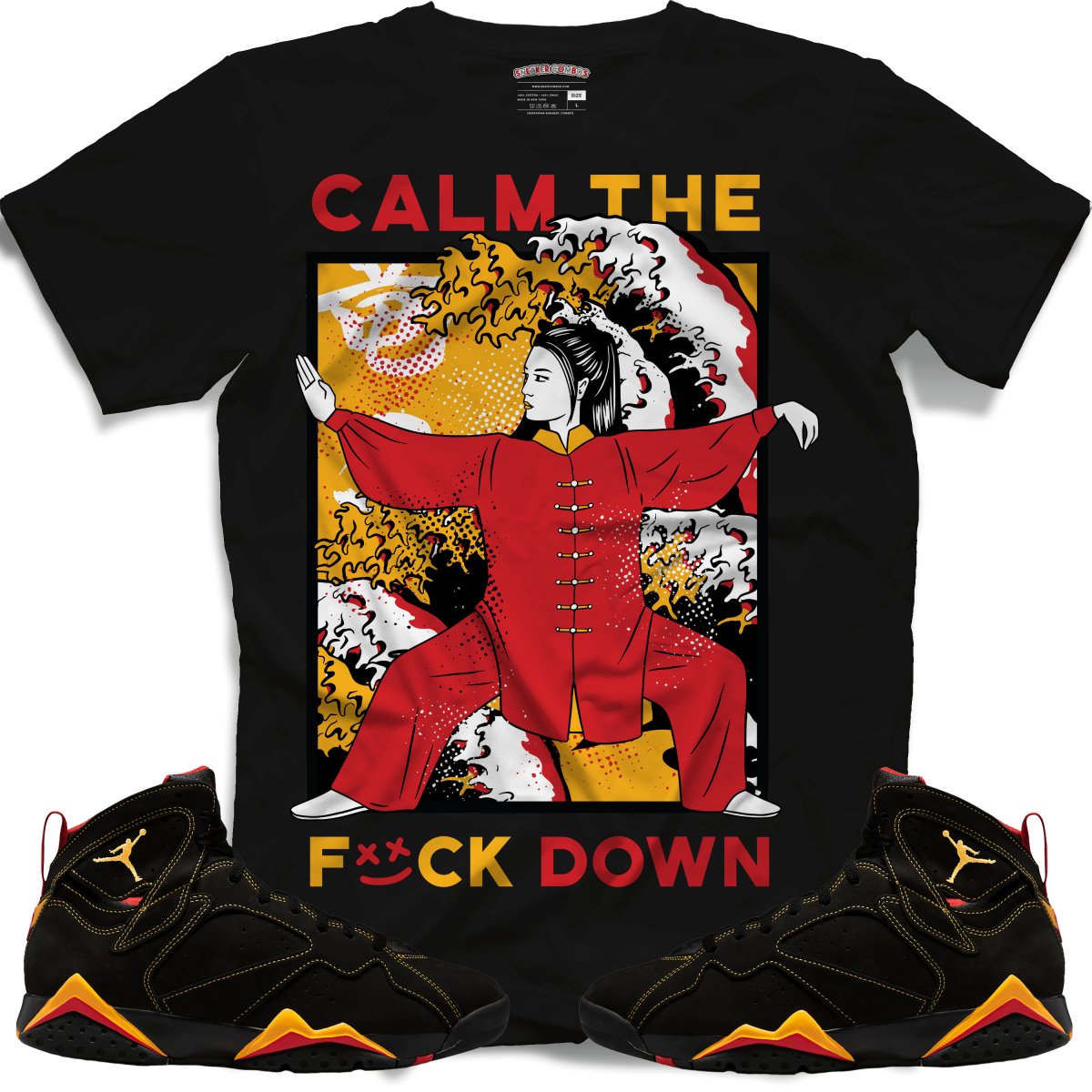 Calm The F*ck Down (Retro 7 Citrus) T-Shirt - Black - Misguided