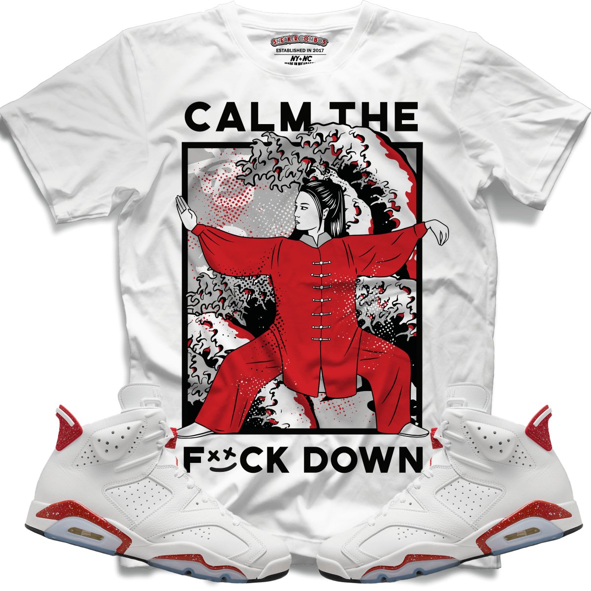 Calm The F##k Down (Retro 6 Red Oreo) T-Shirt - Misguided