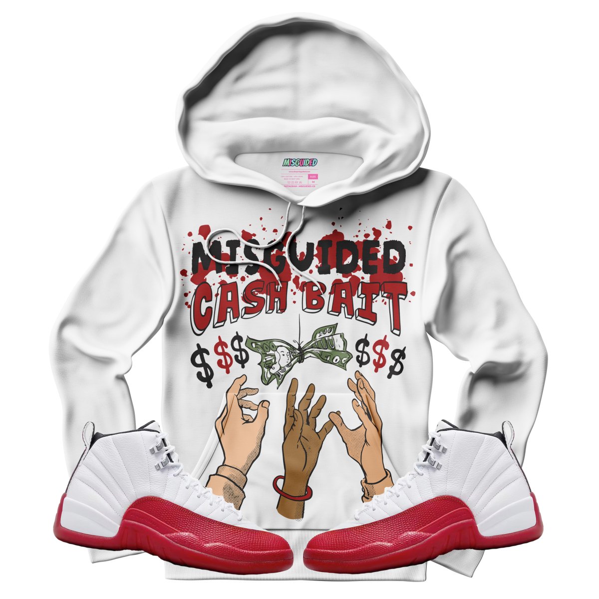 Cash Bait (Air Jordan 12 Cherry) Hoodie - Misguided