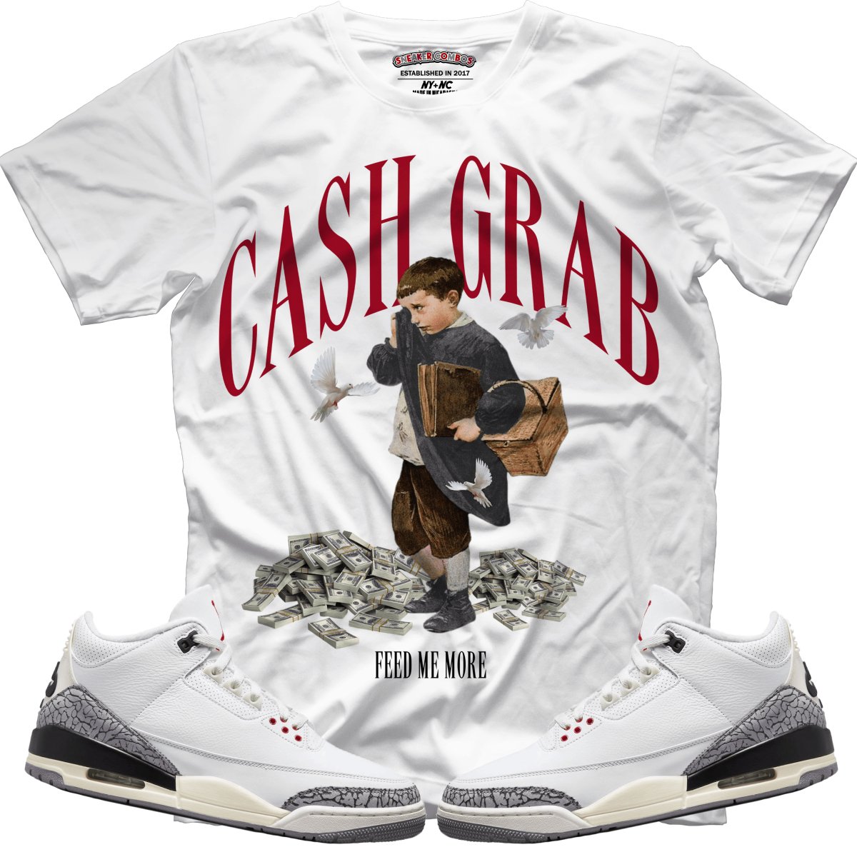 Cash Grab (Retro 3 White Cement) T-Shirt - Misguided