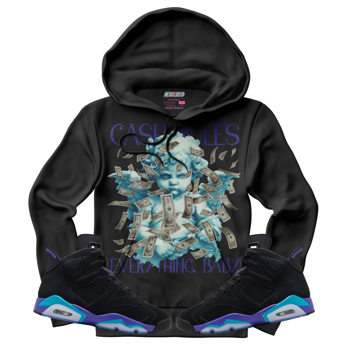 Cash Rules (Air Jordan 6 Aqua) Hoodie - Misguided