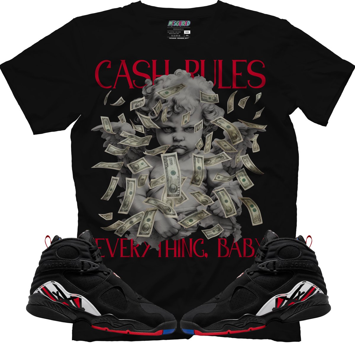 Cash Rules (Air Jordan 8 Playoff) T-Shirt - Misguided