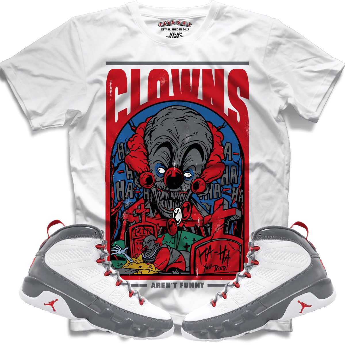 Clowns Aren't Funny (Retro 9 Fire Red) T-Shirt - Misguided