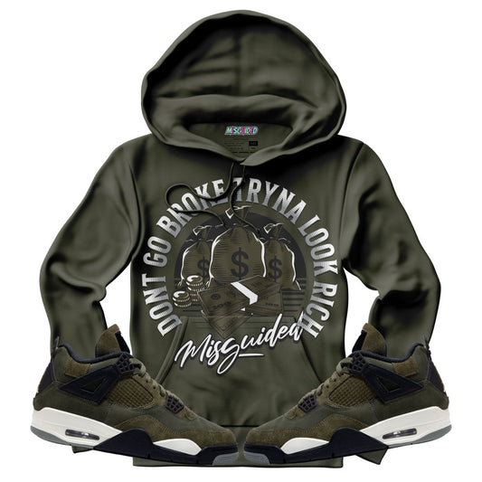 Don't Go Broke Tryna (Air Jordan 4 Craft "Olive") Hoodie - Misguided