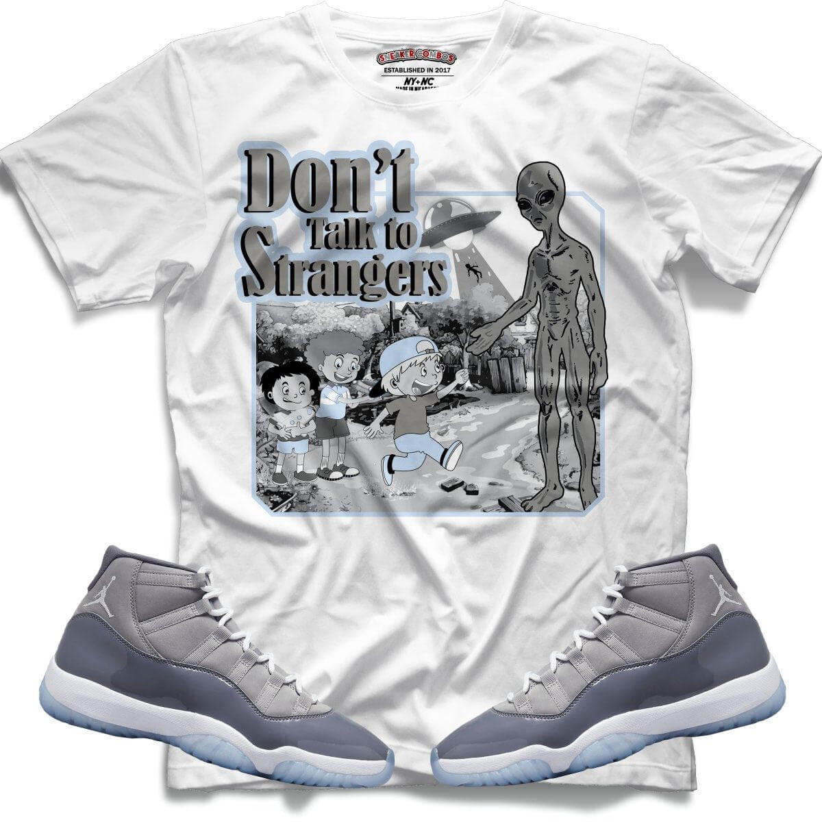 Don't Talk To Strangers (Retro 11 Cool Grey) T-shirt - Misguided