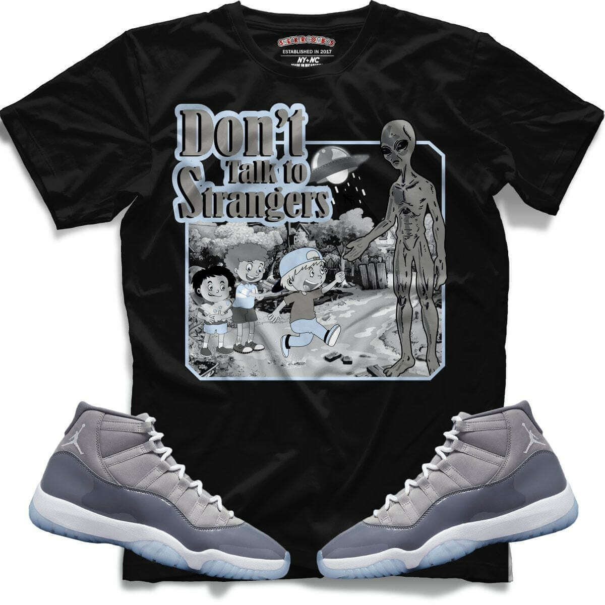 Don't Talk To Strangers (Retro 11 Cool Grey) T-shirt - Misguided