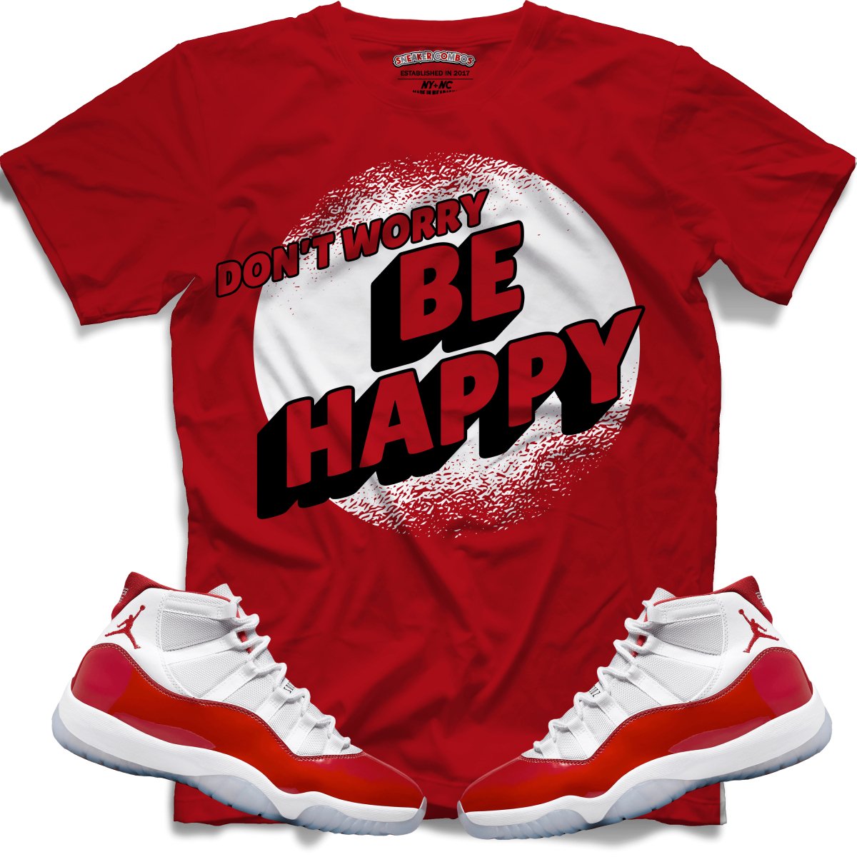 Don't Worry Be Happy (Retro 11 Cherry) T-Shirt - Misguided