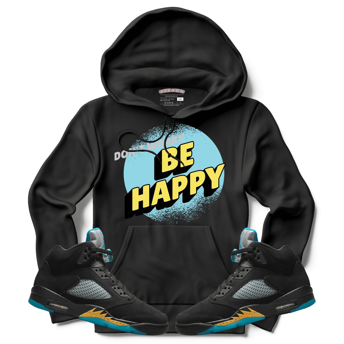 Don't Worry Be Happy (Retro 5 Aqua) Hoodie - Misguided