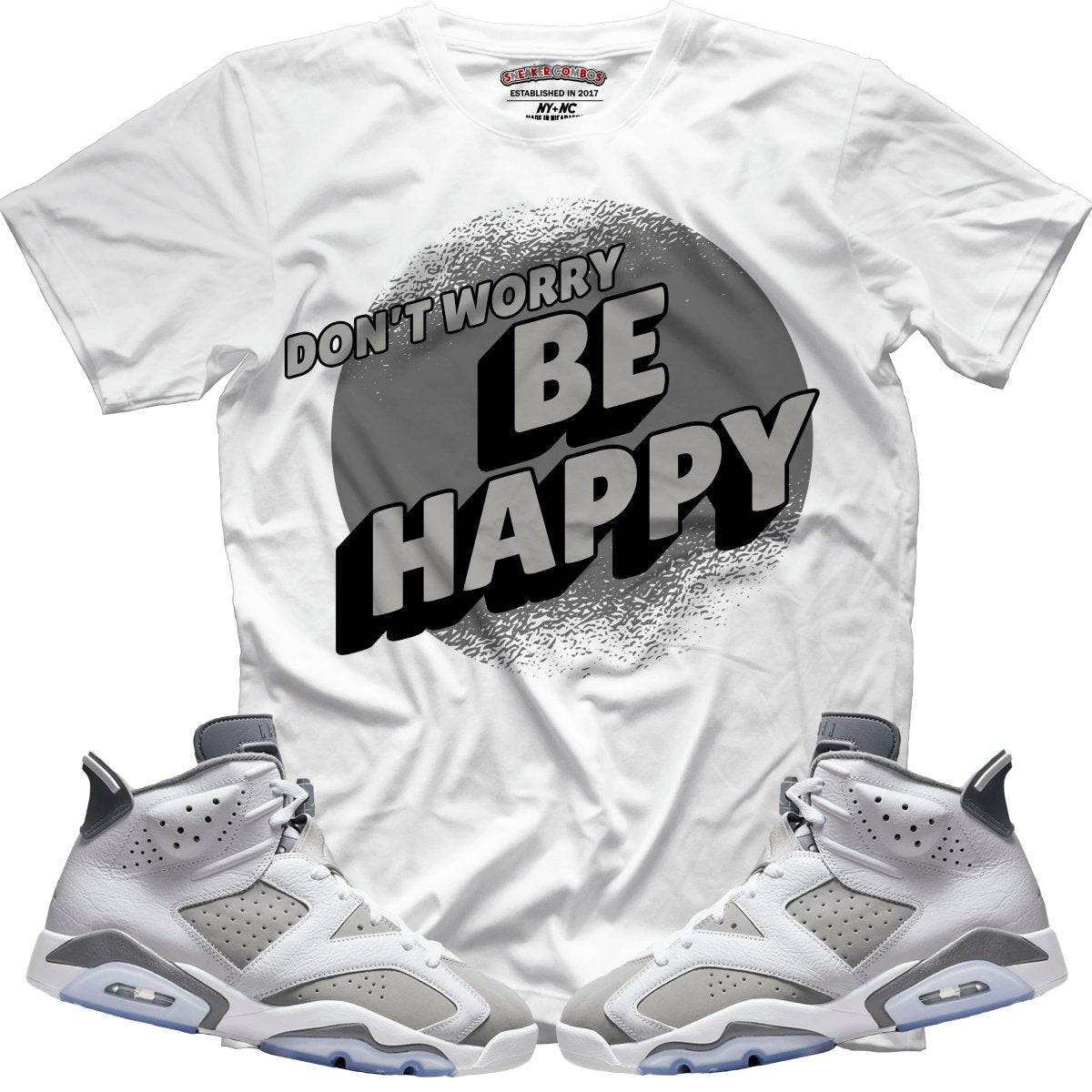 Don't Worry Be Happy (Retro 6 Cool Grey) T-Shirt - Misguided