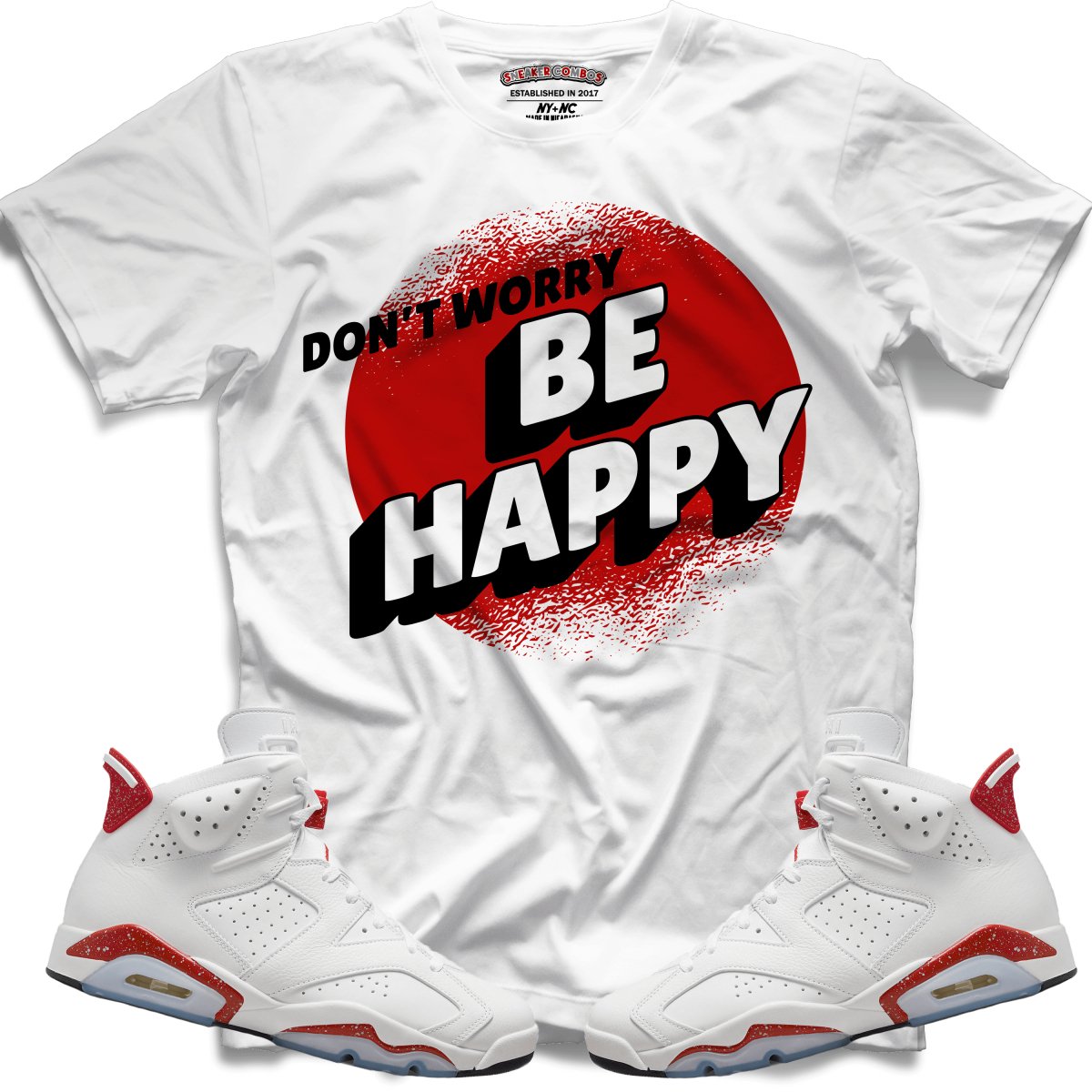 Don't Worry Be Happy (Retro 6 Red Oreo) T-Shirt - Misguided