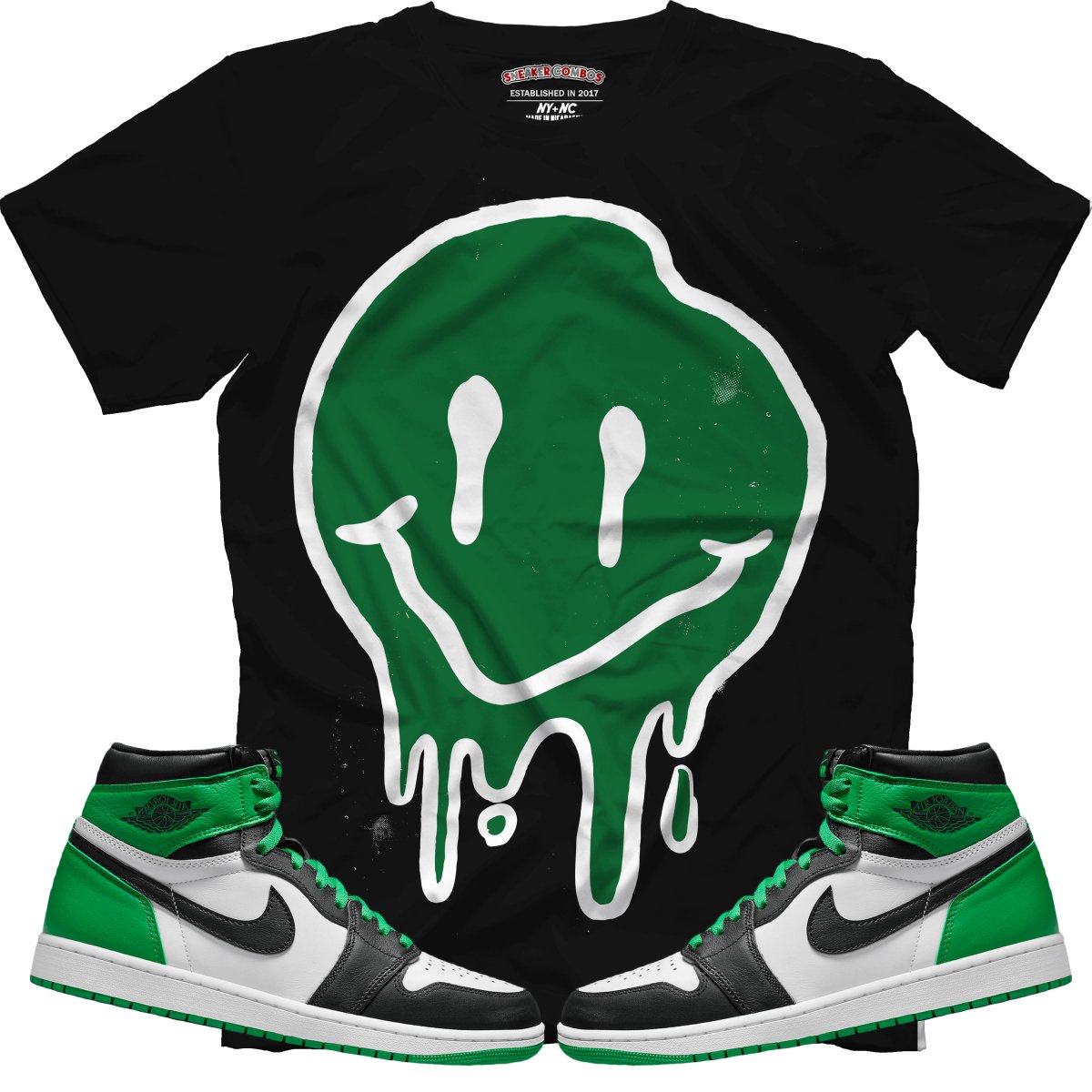 Drippy Smiley (Air Jordan 1 Lucky Green) T-Shirt - Misguided