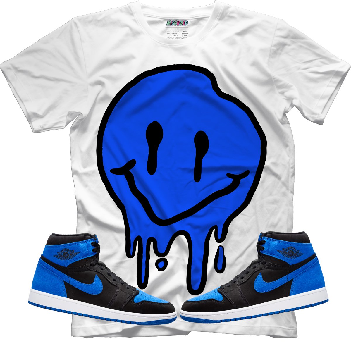 Drippy Smiley (Air Jordan 1 Royal Reimagined) T-Shirt - Misguided