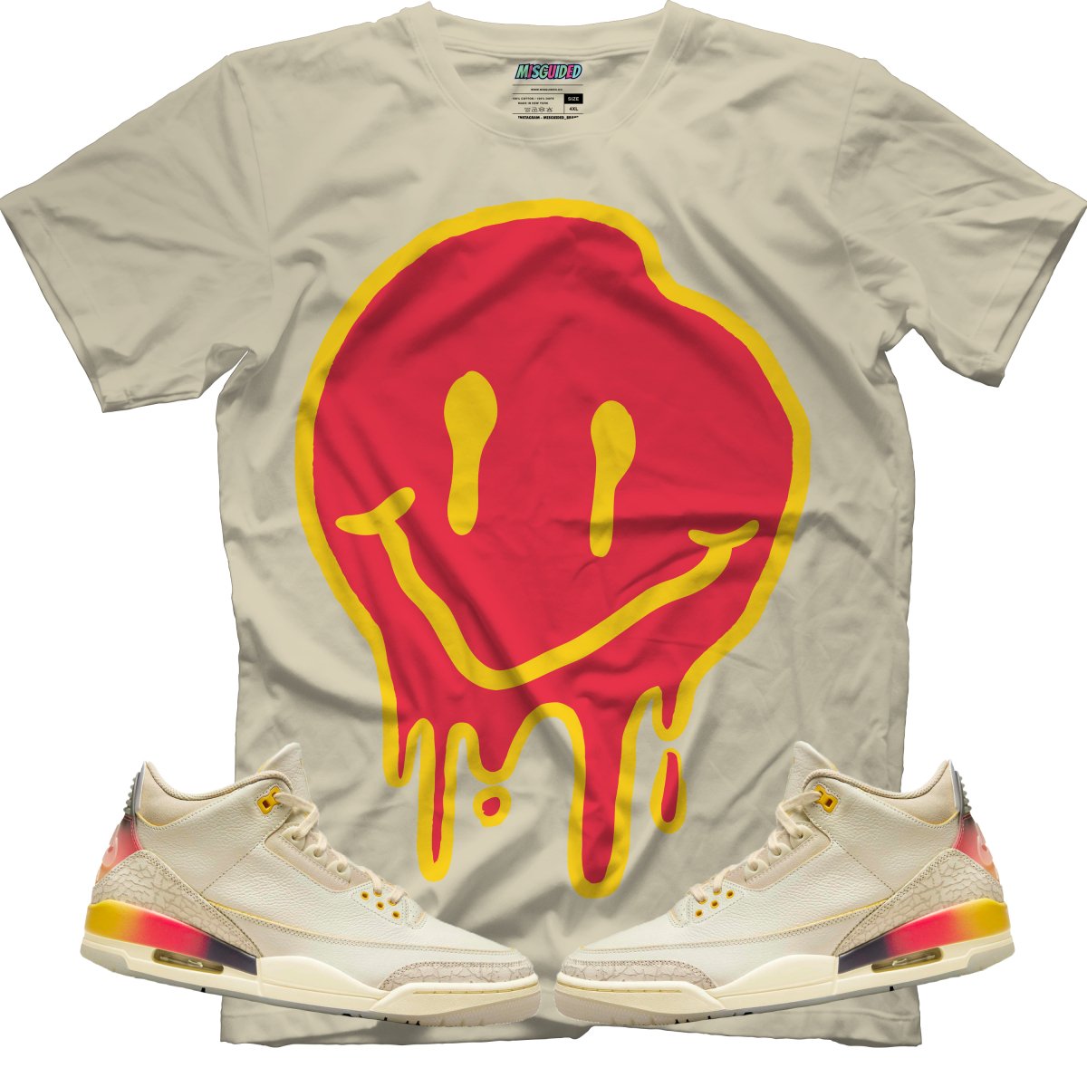 Drippy Smiley (Air Jordan 3 J Balvin Medellín Sunset) T-Shirt - Misguided