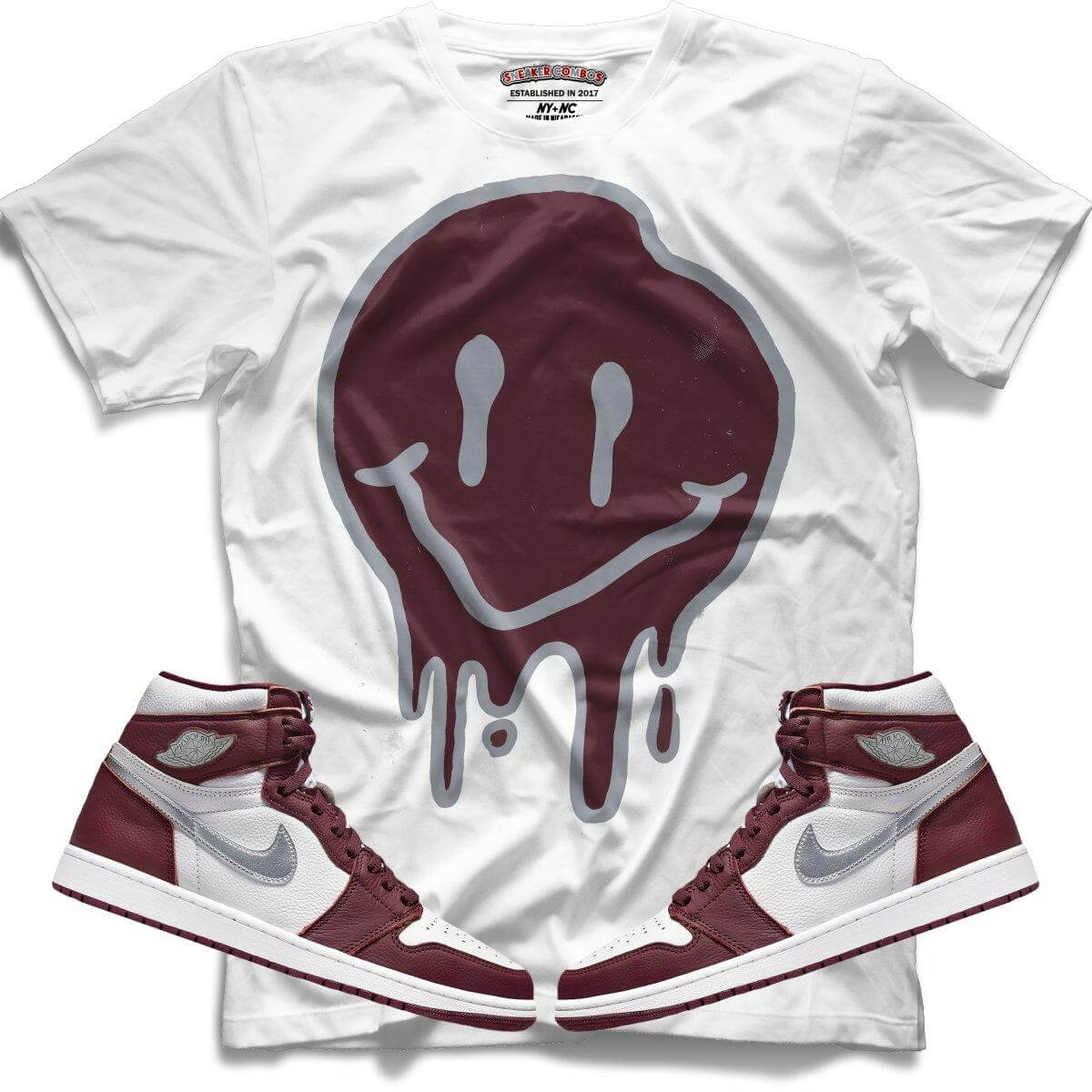 Drippy Smiley (Retro 1 Bordeaux) T-Shirt - Misguided