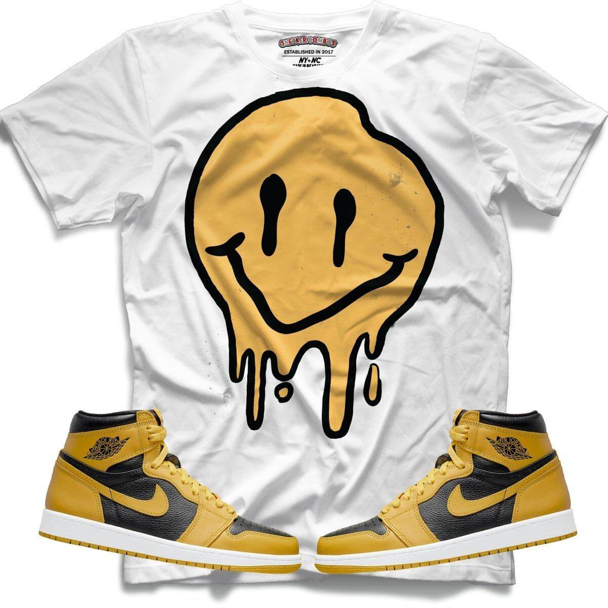 Drippy Smiley (Retro 1 Pollen) T-Shirt - Misguided