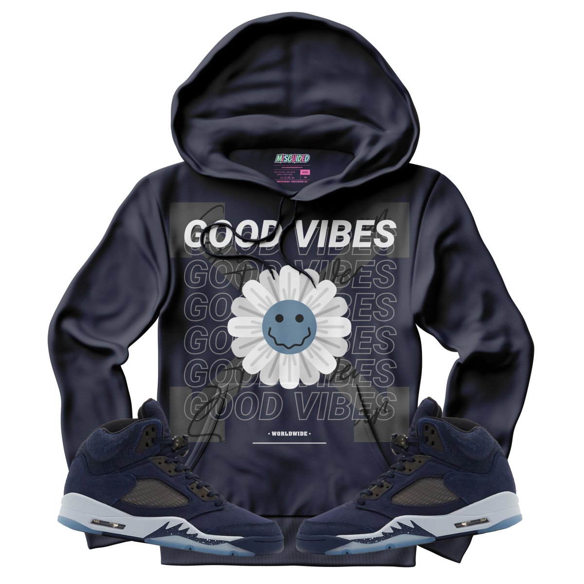 Good Vibes (Air Jordan 5 Midnight Navy) Hoodie - Misguided