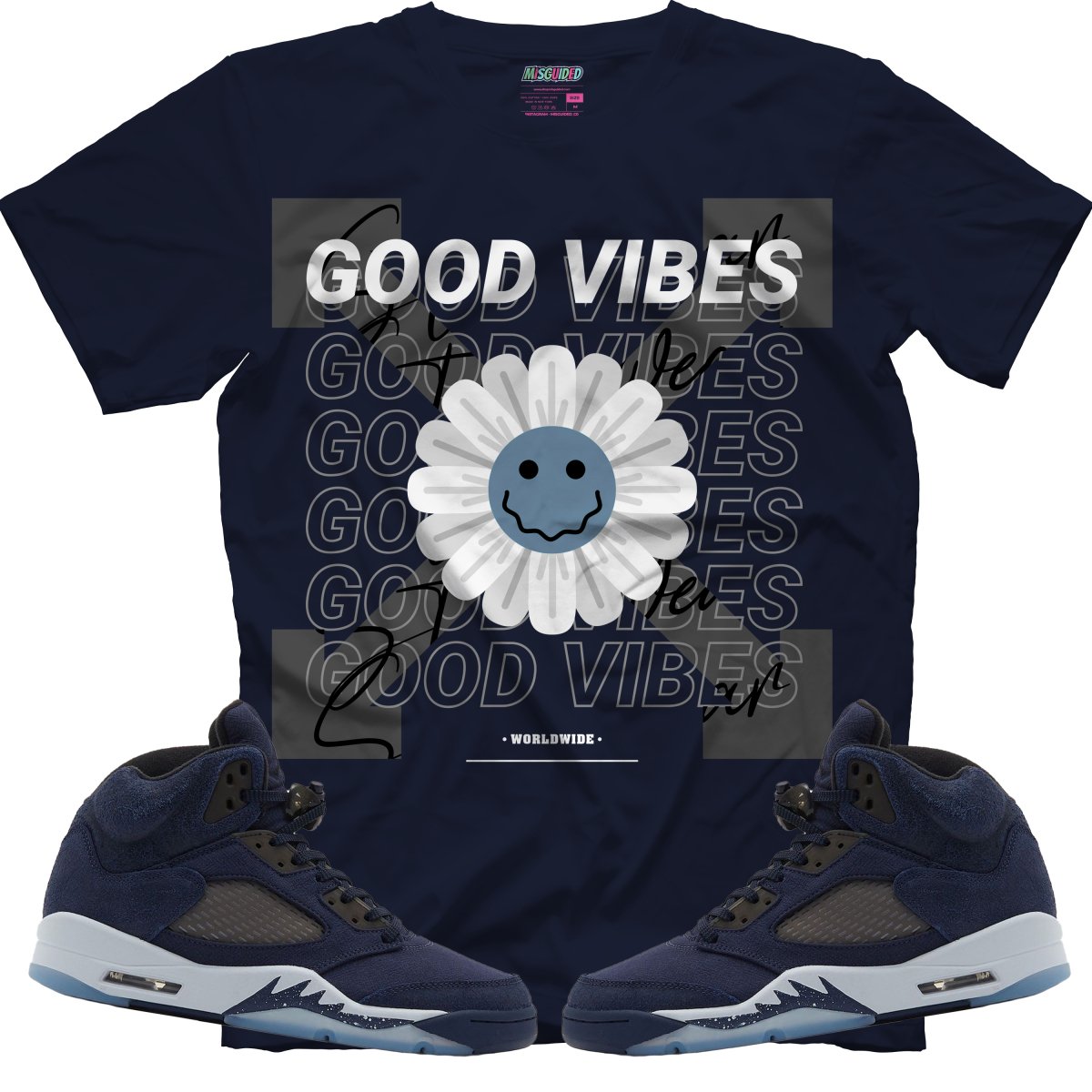 Good Vibes (Air Jordan 5 Midnight Navy) T-Shirt - Misguided