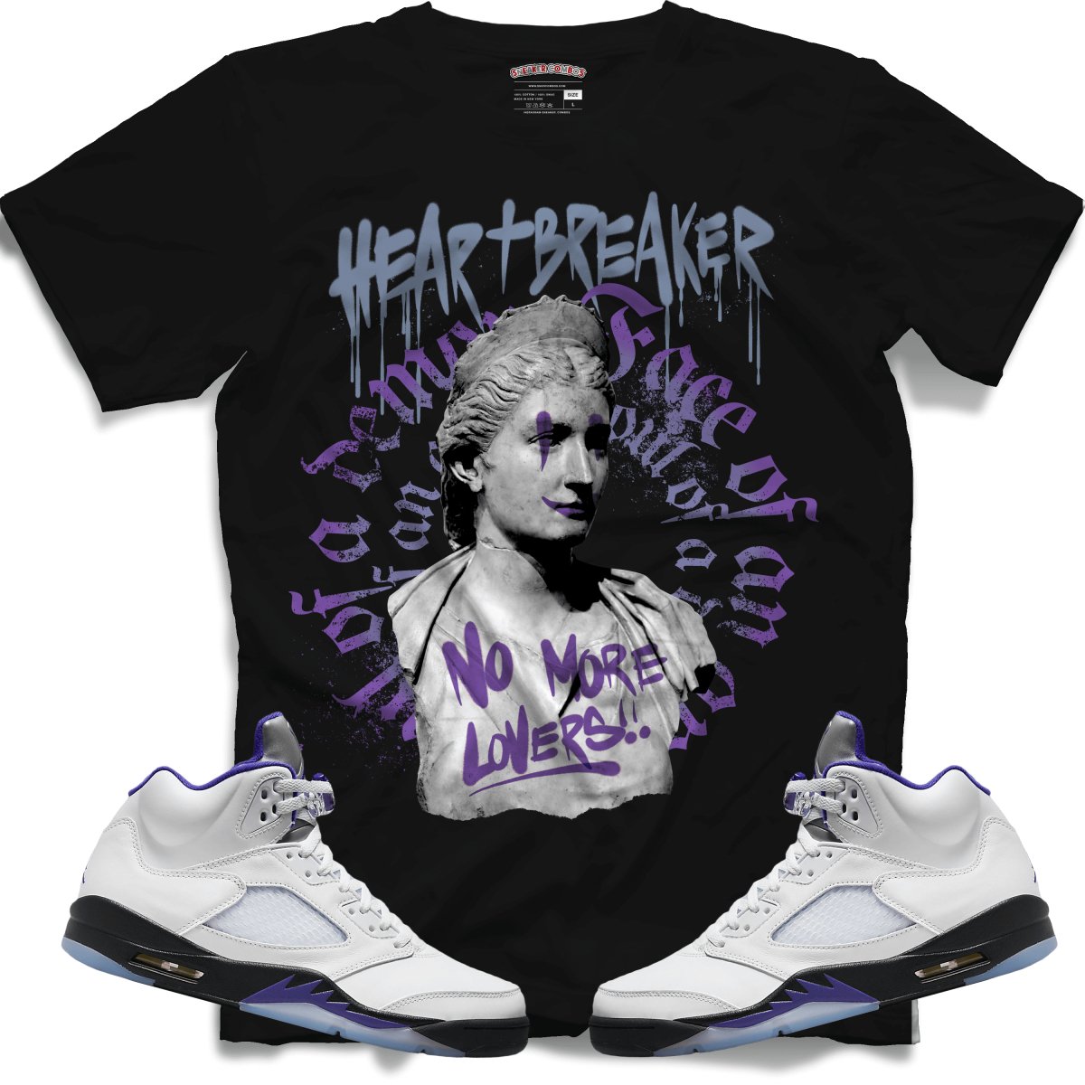 Heart Breaker (Retro 5 Concord) T-Shirt - Black - Misguided