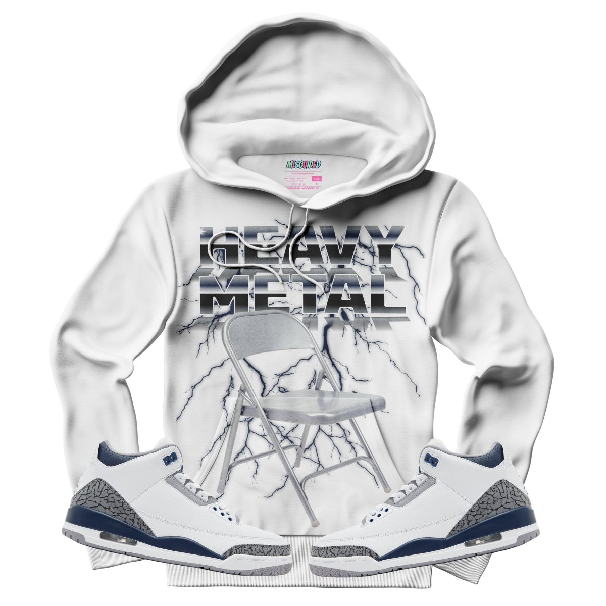 Heavy Metal (Air Jordan 3 White Navy) Hoodie - Misguided