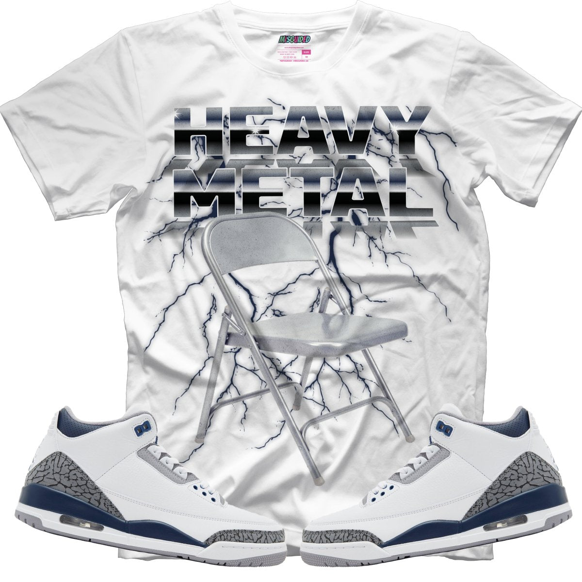 Heavy Metal (Air Jordan 3 White Navy) T-Shirt - Misguided