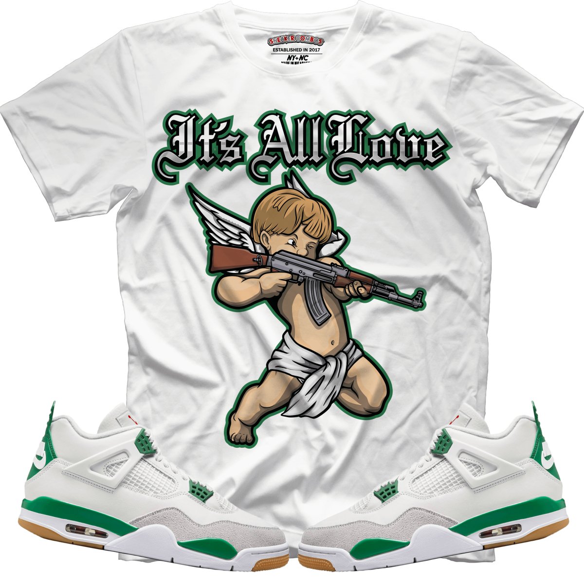 It's All Love (NIKE SB X AIR JORDAN 4 PINE GREEN) T-Shirt - Misguided