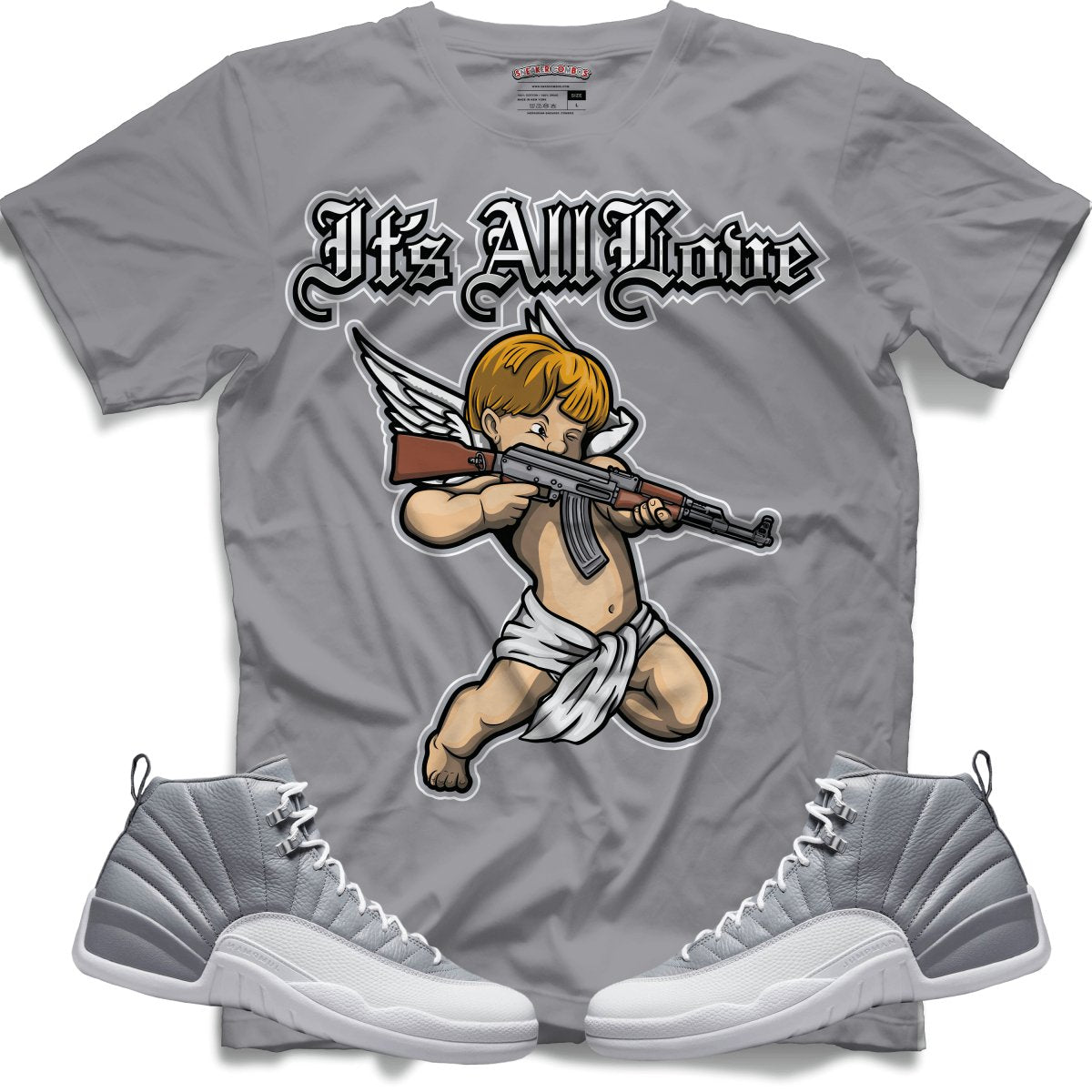 It's All Love (Retro 12 Stealth) T-Shirt - Grey - Misguided