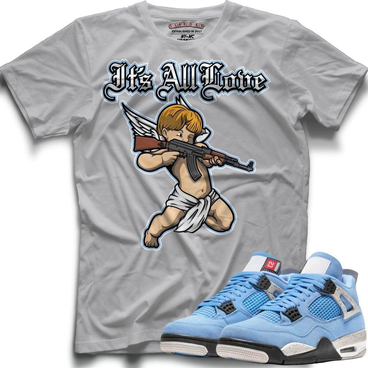 It's All Love (Retro 4 University Blue) T-Shirt - Misguided