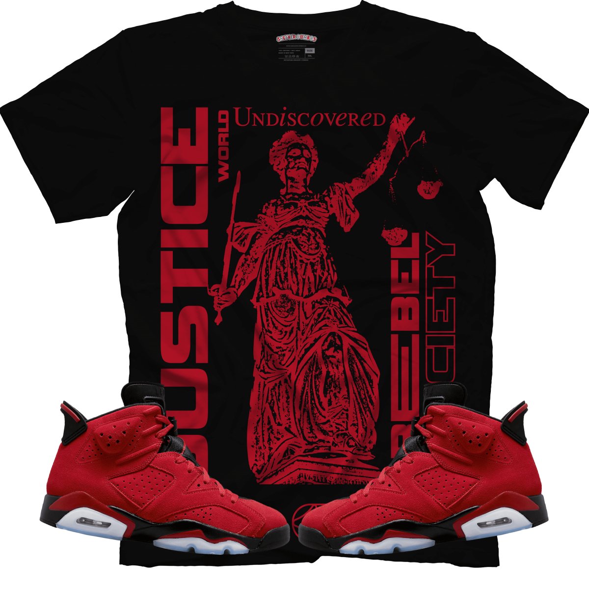 Justice World Undiscovered (Air Jordan 6 Toro Bravo) T-Shirt - Misguided