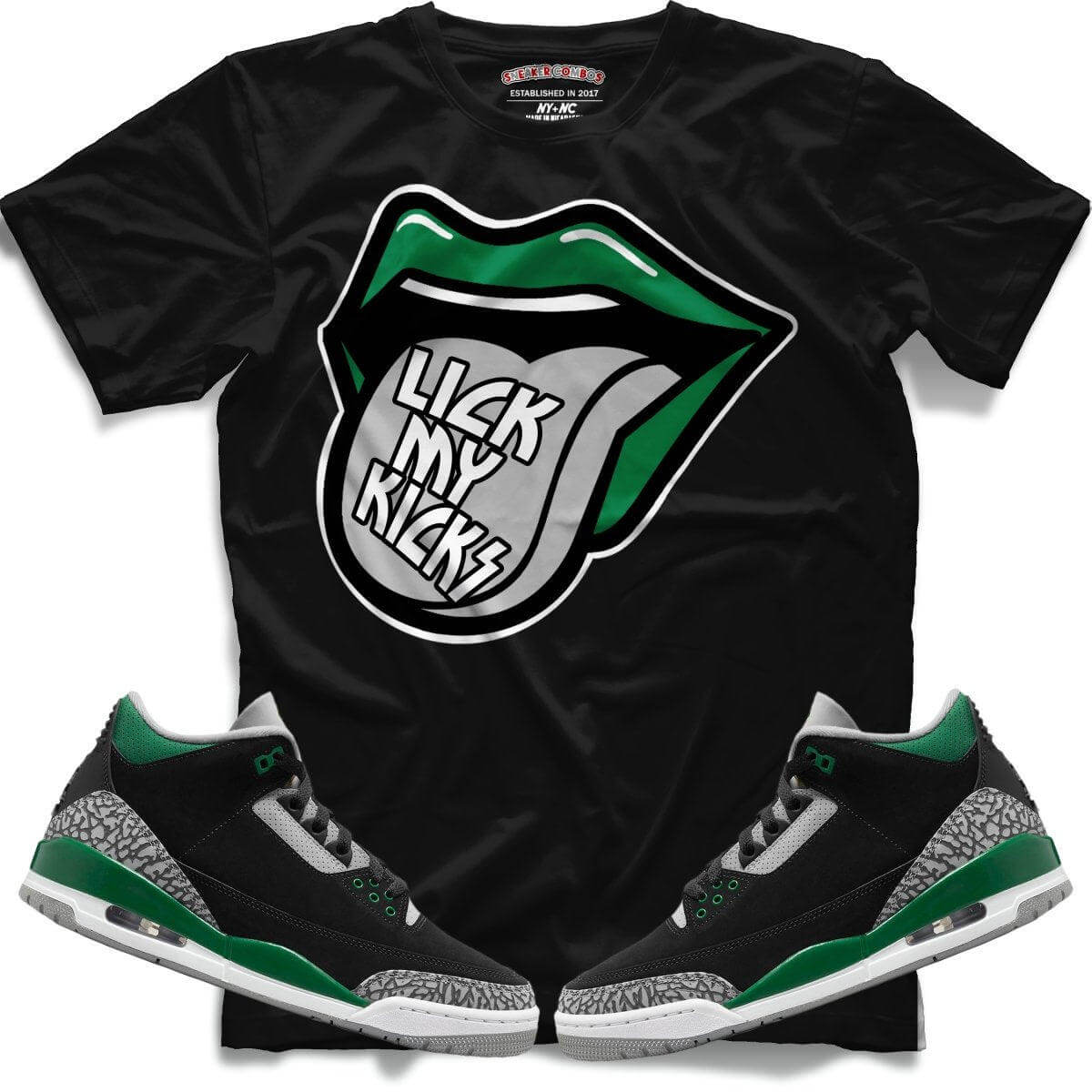 Lick My Kicks (Retro 3 Pine Green) T-Shirt - Misguided