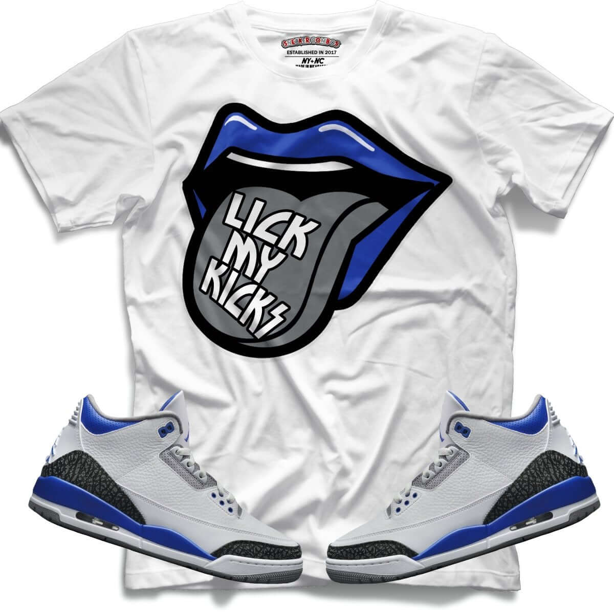 Lick My Kicks (Retro 3 Racer Blue) T-Shirt - Misguided