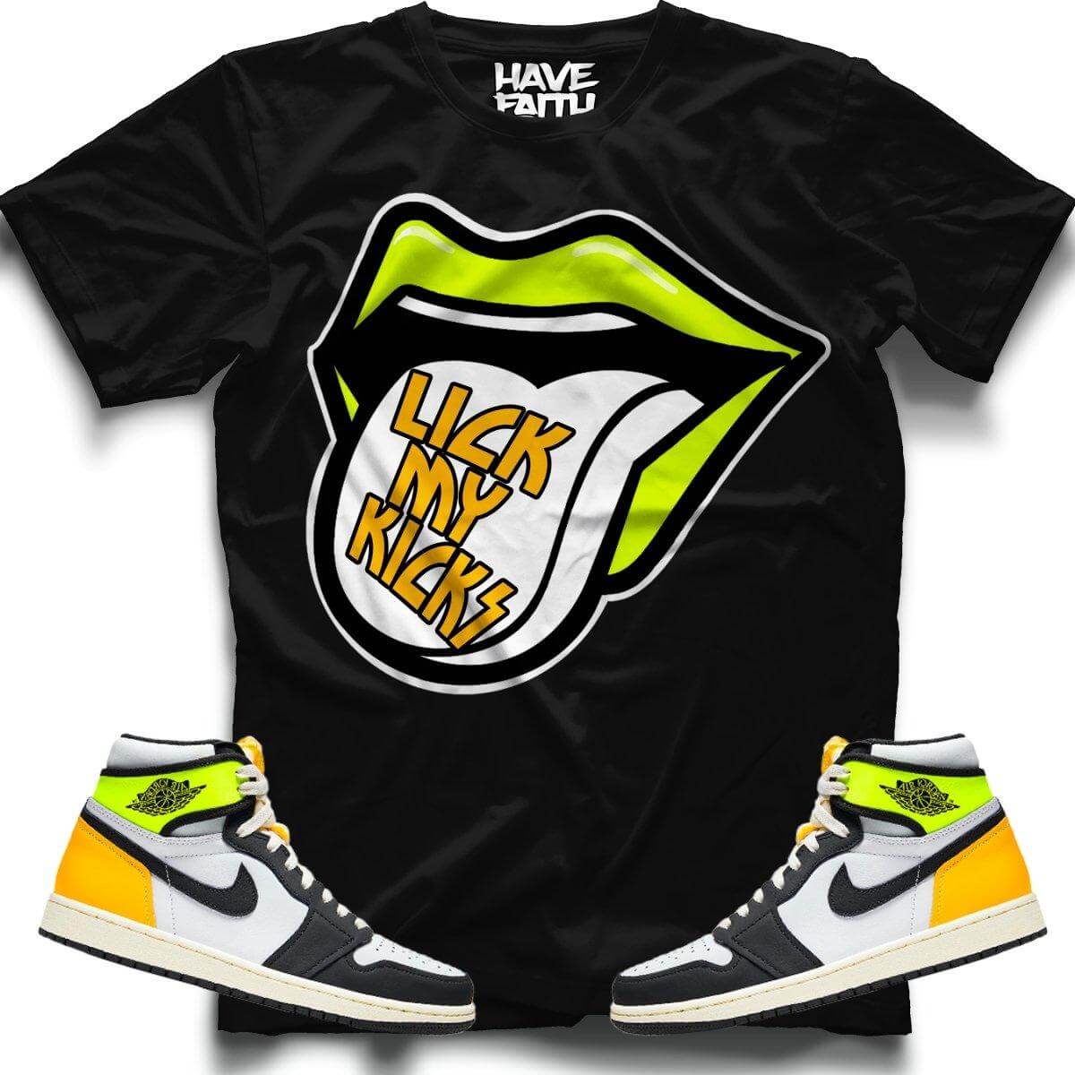 Lick My Kicks (Volt Gold Retro 1's) T-Shirt - Misguided