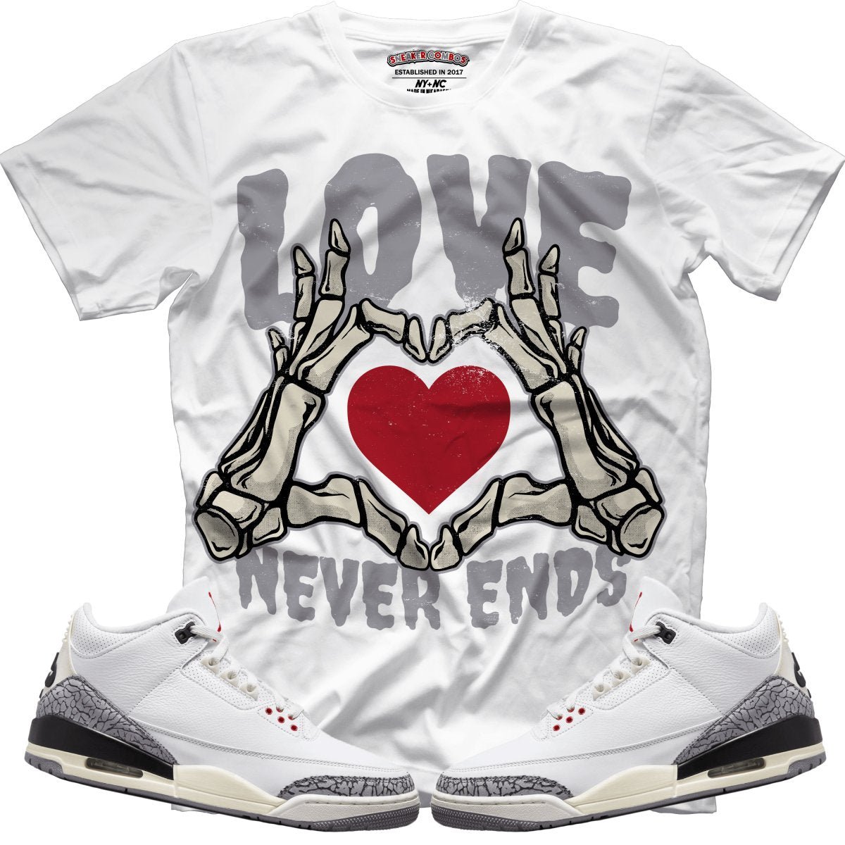 Love Never Ends (Retro 3 White Cement) T-Shirt - Misguided