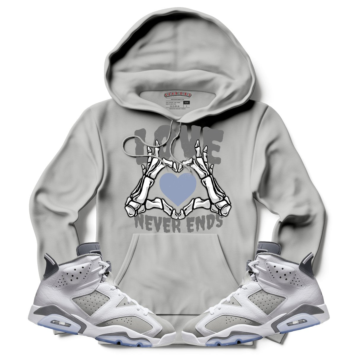 Love Never Ends (Retro 6 Cool Grey) Hoodie - Misguided