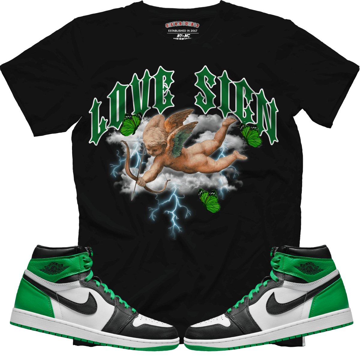 Love Sign (Air Jordan 1 Lucky Green) T-Shirt - Misguided