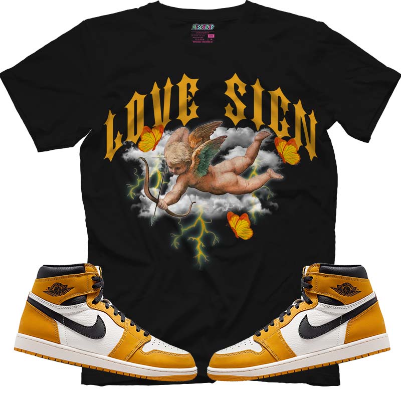 Love Sign (Air Jordan 1 Retro High OG 'Yellow Ochre') T-Shirt - Misguided