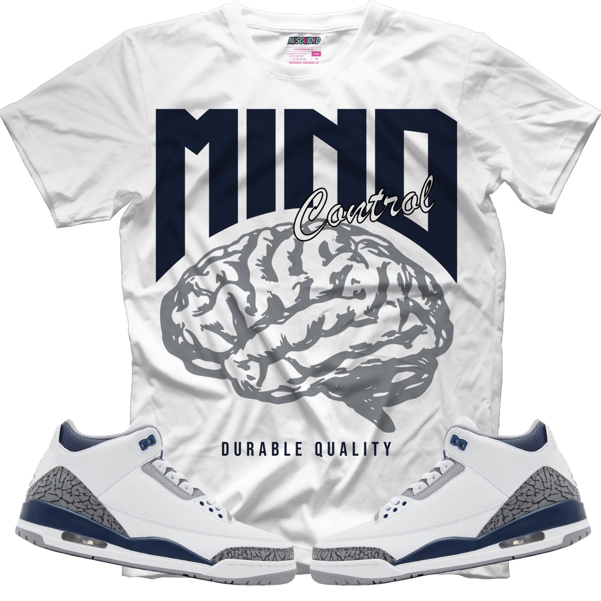 Mind Control (Air Jordan 3 White Navy) T-Shirt - Misguided