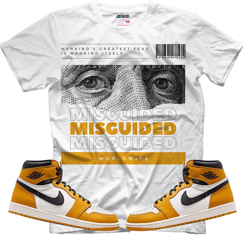 Misguided Benjamin (Air Jordan 1 Retro High OG 'Yellow Ochre') T-Shirt - Misguided