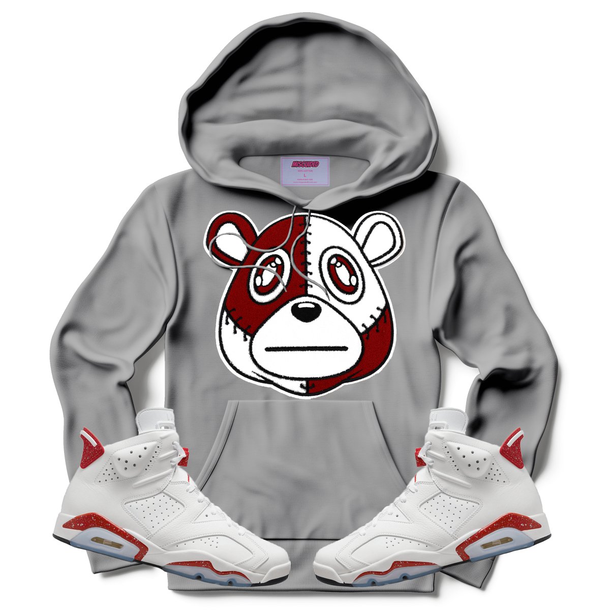 Misguided Chenille (Red Oreo 6's) Hoodie - Grey - Misguided